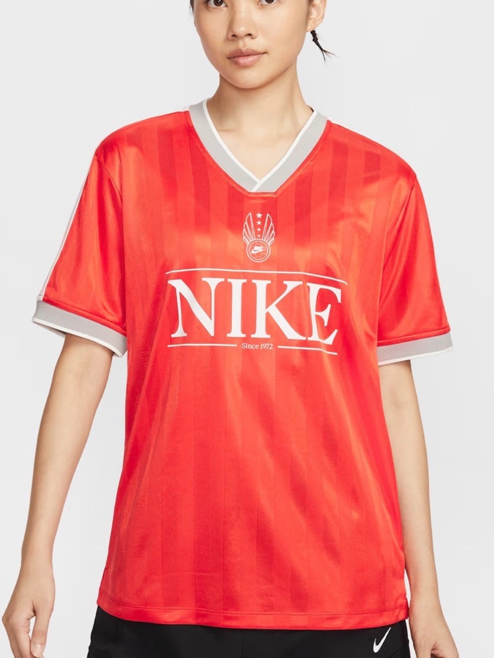 Nike Sportswear-Women's V-Neck Jersey Top Shirt-Oversized-Athletic-Athleisure-S